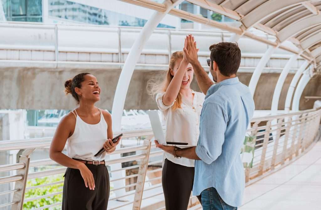 People greeting each other during onboarding process
